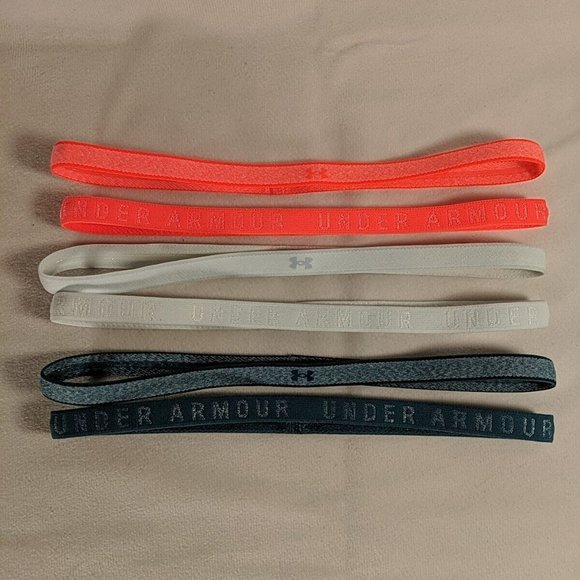 Set of 6 Under Armour UA Headbands Women's Mini Athletic Thin Pink Blue White - Picture 1 of 11